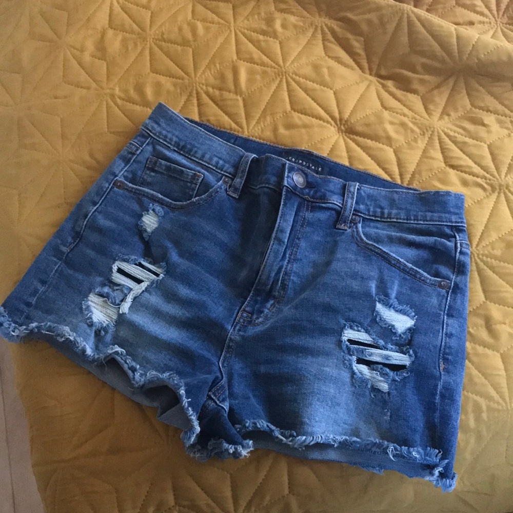 Aero ripped jean shorts